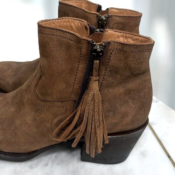 Anthropologie BASKE FRINGED WESTERN Handmade leather Goodyear Welt Boot Size 8 - Picture 7 of 15